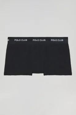 Pack de tres boxers negros con logotipo Polo Club