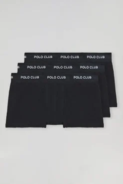 Pack de tres boxers negros con logotipo Polo Club