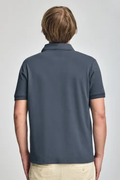 Pack de tres polos de tres botones granate, azul denim y beige con logo Rigby Go