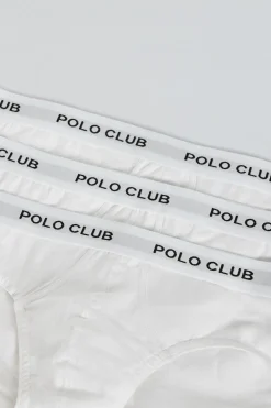 Pack de tres slips blancos con detalle Polo Club