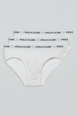 Pack de tres slips blancos con detalle Polo Club