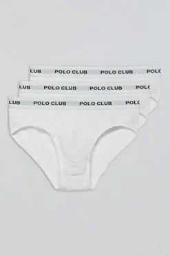 Pack de tres slips blancos con detalle Polo Club