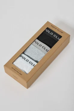 Pack de tres slips negro, gris y blanco con detalle Polo Club
