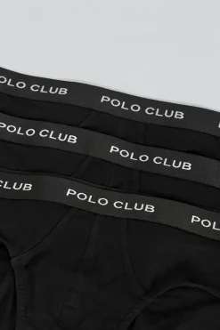 Pack de tres slips negros con detalle Polo Club