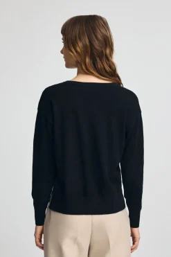 Pack mujer de dos jerseis negro y rosa vigoré de cuello pico en mezcla lana y bordado Rigby Go