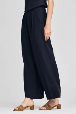 Pantalón azul marino Deia de algodón y lino con detalles Polo Club