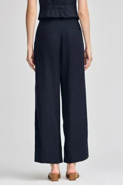 Pantalón azul marino Deia de algodón y lino con detalles Polo Club