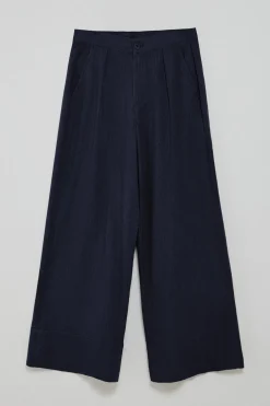 Pantalón azul marino Deia de algodón y lino con detalles Polo Club
