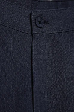 Pantalón azul marino Deia de algodón y lino con detalles Polo Club
