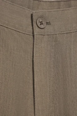 Pantalón color taupe Deia de algodón y lino con detalles Polo Club