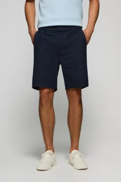 Pantalón corto Bali de lino y algodón azul marino con detalles bordados Polo Club