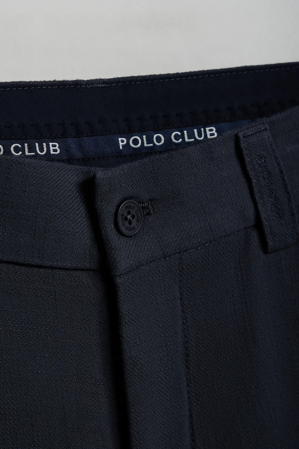 Pantalón corto Bali de lino y algodón azul marino con detalles bordados Polo Club