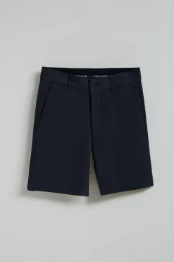 Pantalón corto Bali de lino y algodón azul marino con detalles bordados Polo Club