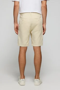 Pantalón corto Bali de lino y algodón color arena con detalles bordados Polo Club