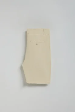 Pantalón corto Bali de lino y algodón color arena con detalles bordados Polo Club