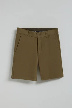Pantalón corto Bali de lino y algodón color verde caqui con detalles bordados Polo Club