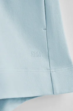 Pantalón corto de algodón azul claro con logo bordado