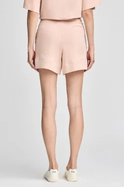 Pantalón corto de algodón color maquillaje con logo bordado