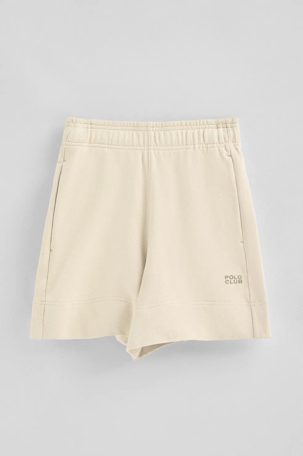 Pantalón corto de algodón color crudo con logo bordado