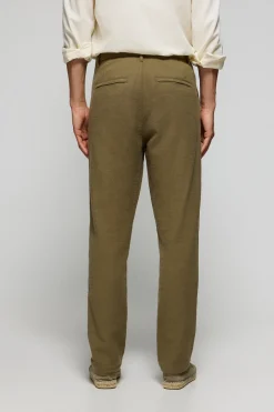 Pantalón Cuba de lino y algodón verde caqui con detalles bordados Polo Club