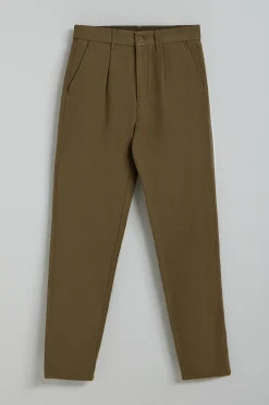 Pantalón Cuba de lino y algodón verde caqui con detalles bordados Polo Club