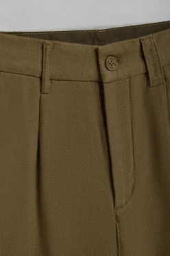 Pantalón Cuba de lino y algodón verde caqui con detalles bordados Polo Club