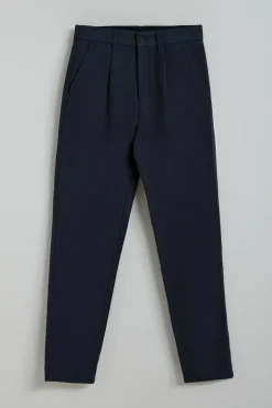 Pantalón Cuba de lino y algodón azul marino con detalles bordados Polo Club