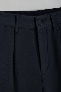 Pantalón Cuba de lino y algodón azul marino con detalles bordados Polo Club