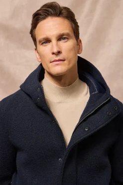 Parka con capucha azul marino Clay con detalles Polo Club
