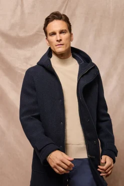 Parka con capucha azul marino Clay con detalles Polo Club
