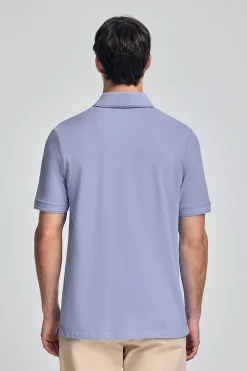 Polo azul agua de manga corta y tres botones con logo bordado Rigby Go