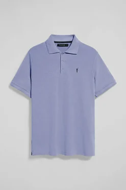 Polo azul agua de manga corta y tres botones con logo bordado Rigby Go