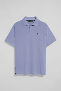 Polo azul agua de manga corta y tres botones con logo bordado Rigby Go