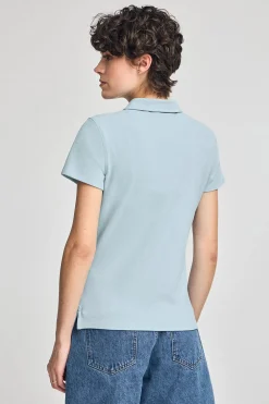 Polo azul claro de manga corta de algodón y bordado Rigby Best