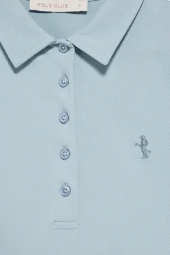 Polo azul claro de manga corta de algodón y bordado Rigby Best