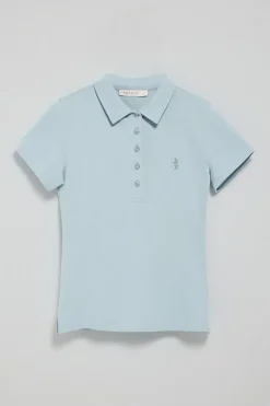 Polo azul claro de manga corta de algodón y bordado Rigby Best
