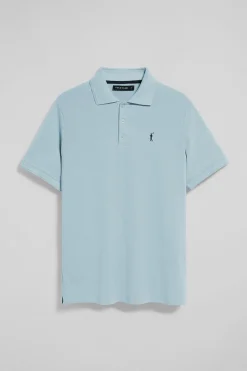 Polo azul claro de manga corta y tres botones con logo bordado Rigby Go