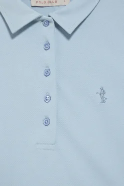 Polo azul claro de manga larga de algodón y bordado Rigby Best