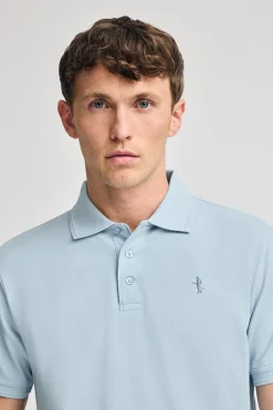 Polo azul claro de piqué de manga corta y bordado Rigby Best