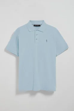 Polo azul claro de piqué de manga corta y bordado Rigby Best