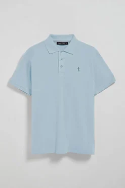 Polo azul claro de piqué de manga corta y bordado Rigby Best