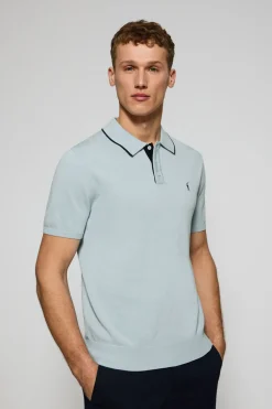 Polo azul claro de punto con botones y bordado Rigby Go