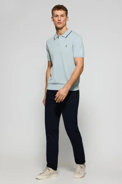 Polo azul claro de punto con botones y bordado Rigby Go