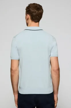 Polo azul claro de punto con botones y bordado Rigby Go