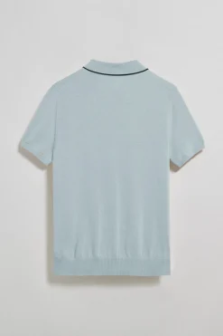 Polo azul claro de punto con botones y bordado Rigby Go