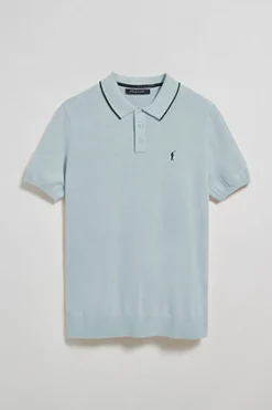 Polo azul claro de punto con botones y bordado Rigby Go