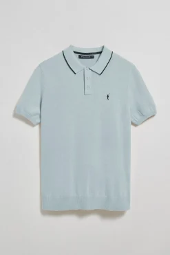 Polo azul claro de punto con botones y bordado Rigby Go
