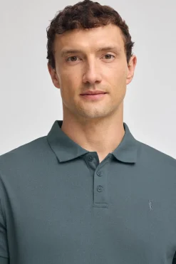 Polo azul denim con bordado Rigby Go