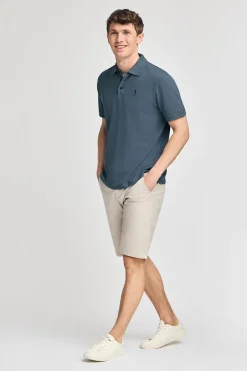 Polo azul denim de piqué de manga corta y bordado Rigby Best