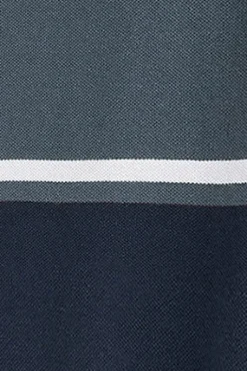 Polo azul denim Veil de piqué bicolor con detalle bordado